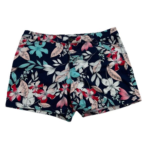 St Johns Bay Shorts Womens Size 16 Blue Floral Tropical Mid Rise Floral Beach - Picture 1 of 10